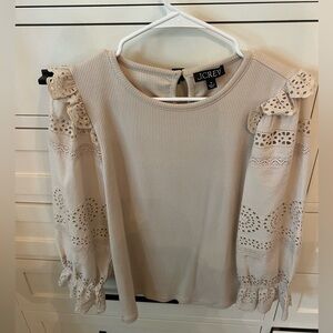 J Crew Embroidered Sleeve Top